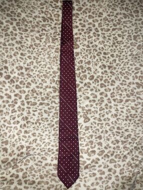 Vintage Schreter American Legion Tie - Burgundy & White Stars - Made in USA